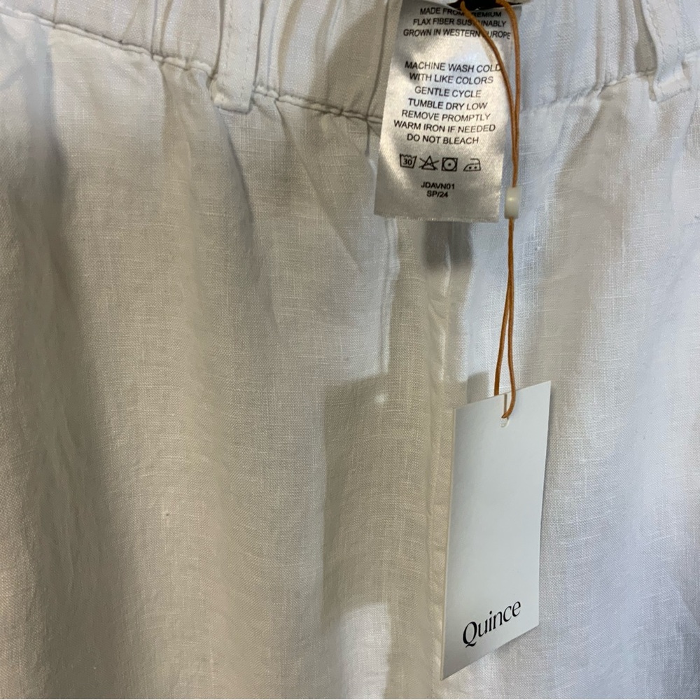 NWT Quince Women’s 100% Linen White Pants Medium - Picture 2 of 4